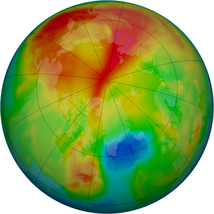 Arctic ozone map for 13 February 2012